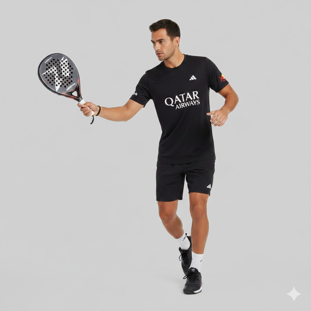 adidas padel t-shirt 2025 personalisierbar – schwarz