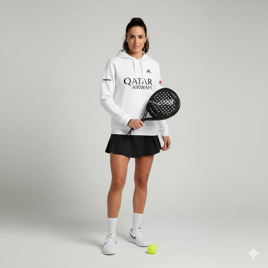 adidas padel hoodie 2025 personalisierbar – weiß